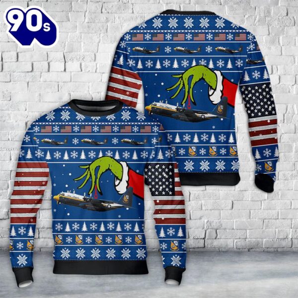 US Navy Blue Angels Lockheed C-130J Christmas AOP Sweater