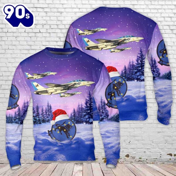 US Navy Fighter Squadron Two One Three (VF-213), F-14D Tomcat Blacklions Christmas Sweater