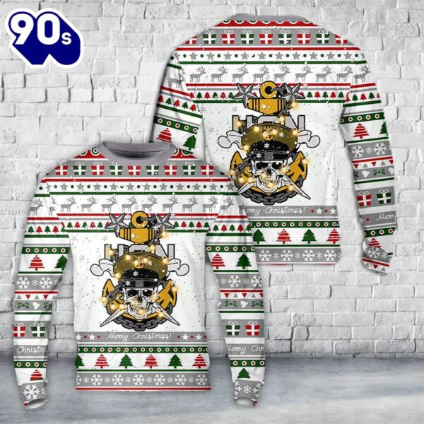 US Navy Master Chief Skull and Cross Bones anchor Christmas Sweater