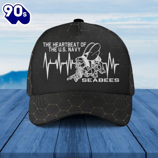US Navy SEABEES Heartbeat Baseball Cap  Gift For Veteran Day