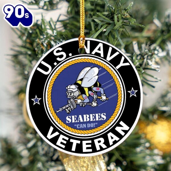 US Navy Seabees Veteran Ceramic Ornament