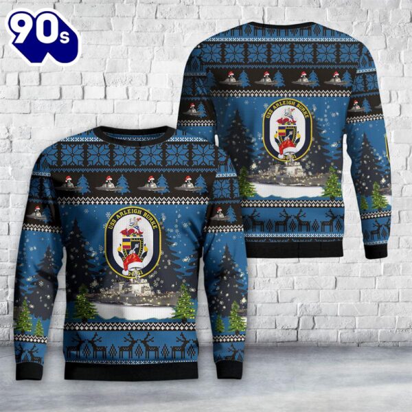 US Navy USS Arleigh Burke (DDG-51) Arleigh Burke-class guided-missile destroyers Christmas Sweater