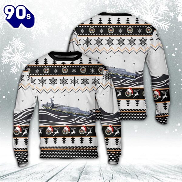 US Navy USS (CV-67) Christmas AOP Sweater