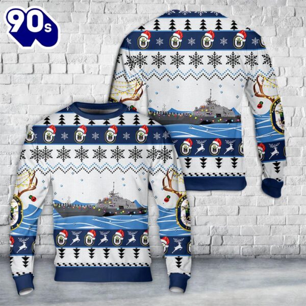 US Navy USS Fort Worth (LCS-3) Christmas AOP Sweater