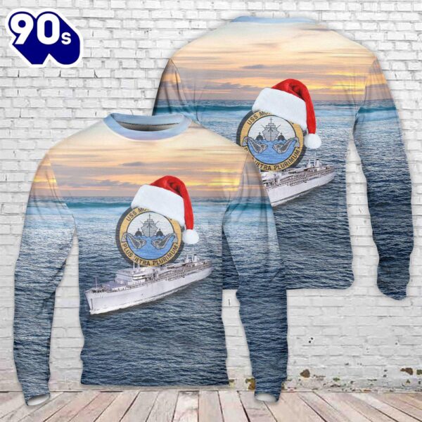 US Navy USS McKee (AS-41) Christmas AOP Knitted Sweater