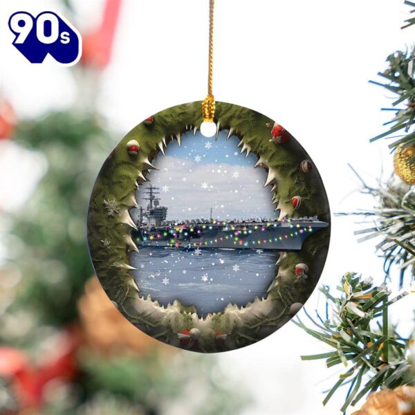 US Navy USS Nimitz (CVN-68) Christmas Ceramic Ornament