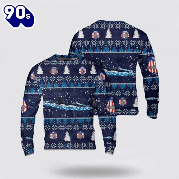 US Navy USS Portsmouth (SSN-707) Christmas AOP Sweater
