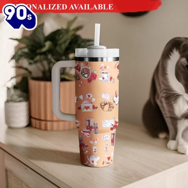 Valentine Mail Love Tumbler Couple Matching Tumbler 40oz with Handle – 40oz Tumbler with Handle