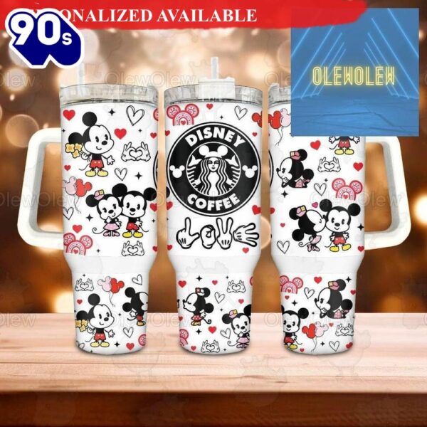 Valentine Mickey And Minnie Tumbler Disney Coffee – 40oz Tumbler with Handle