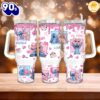 Valentine Stitch Disney Cartoon Custom Stanley Quencher 40oz Stainless Steel Tumbler With Handle