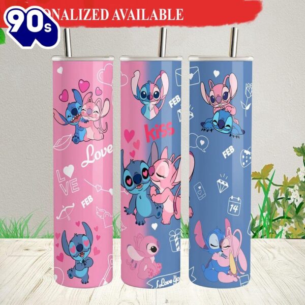 Valentine Tumbler Lilo Stitch Tumbler with Lid and Straw