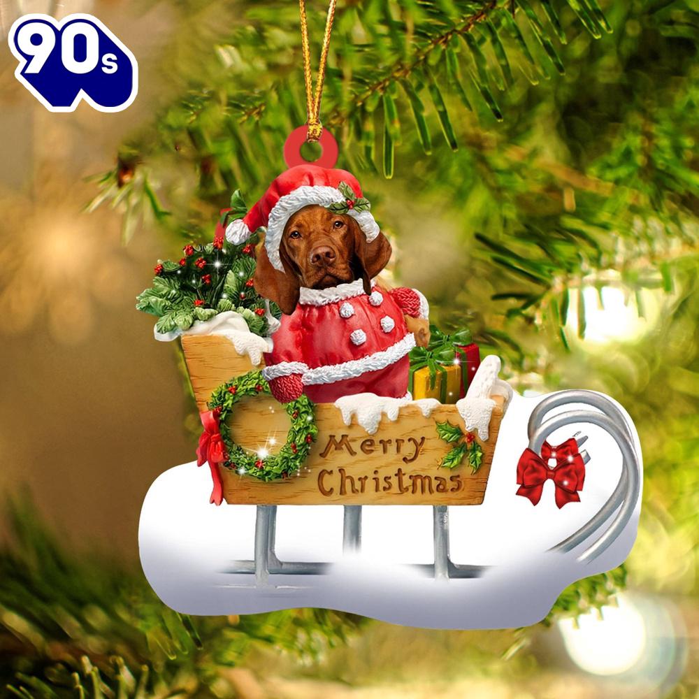 Vizsla Merry Christmas Ornament, Gift For Christmas Vizsla Merry Christmas Ornament, Gift For Christmas
