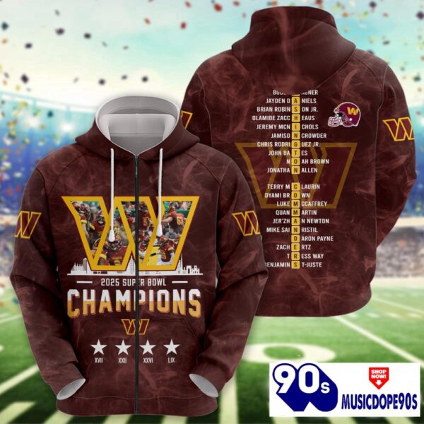 Washington Commanders 2025 Super Bowl LIX Champions Normal Hoodie