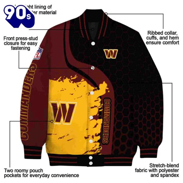 Washington Commanders Hexagonal Pattern Burgundy Black Jacket