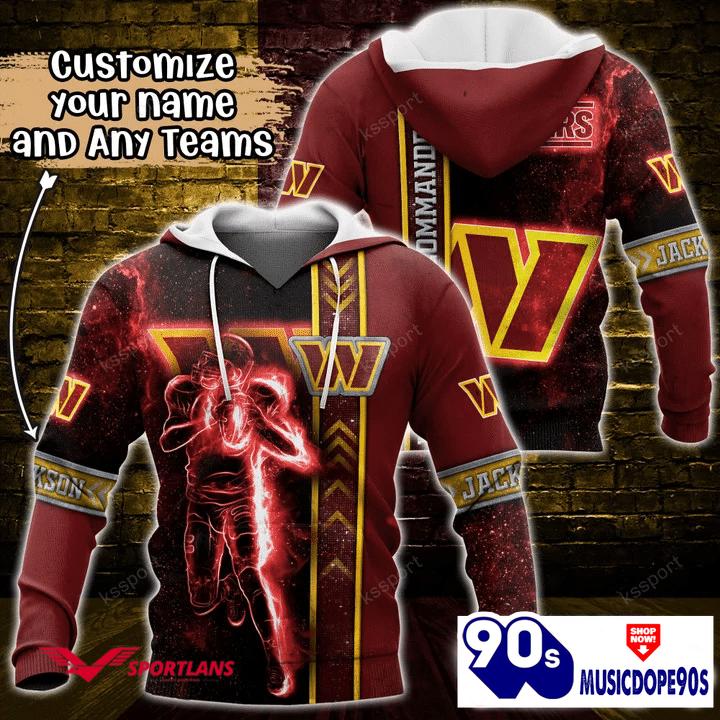 Washington Commanders NFL Custom Name 3D Hoodie Teams Shirt For Fans Washington Commanders NFL Custom Name 3D Hoodie Teams Shirt For Fans