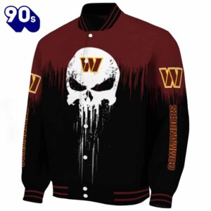 Washington Commanders Punisher Skull Burgundy Black White Jacket