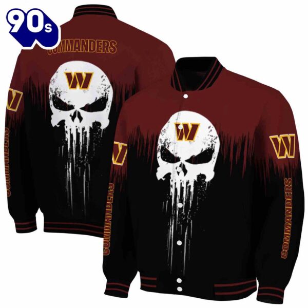 Washington Commanders Punisher Skull Burgundy Black White Jacket