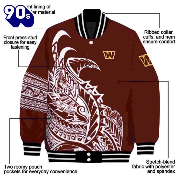 Washington Commanders Tribal Art Burgundy White Black Jacket