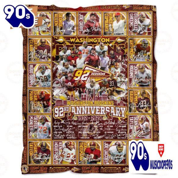 Washington Redskins 92nd Anniversary 1932-2024 Fleece Blanket