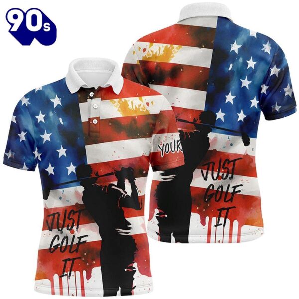 Watercolor American Flag Just Golf It Mens Customized    Gift Christmas