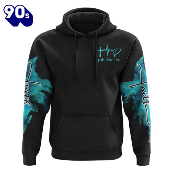 Way Maker Miracle Worker Teal Eagle Cross 3D Hoodie