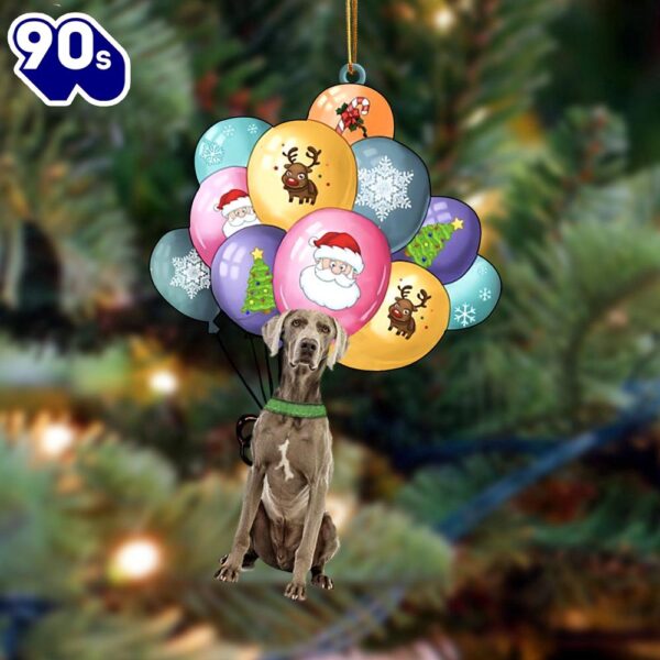 Weimaraner With Balloons Christmas Ornament, Gift For Christmas
