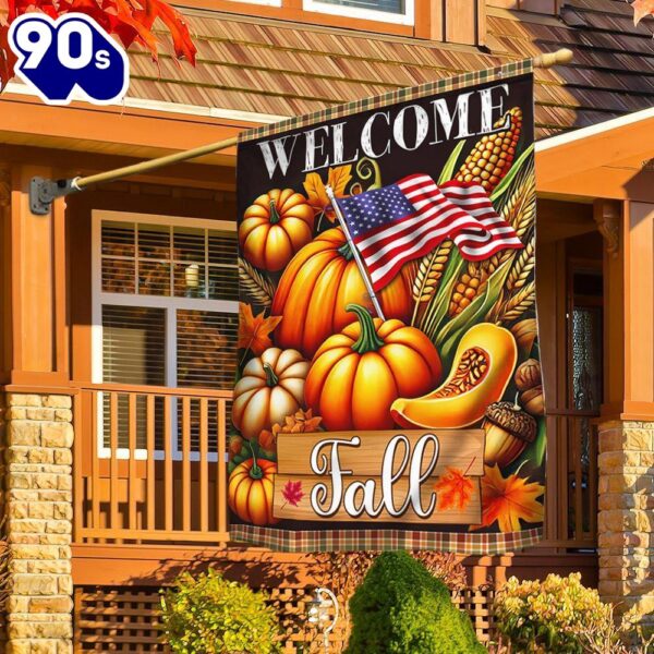 Halloween  Welcome Fall Pumpkins Harvest Thanksgiving Flag, Halloween Garden Flags