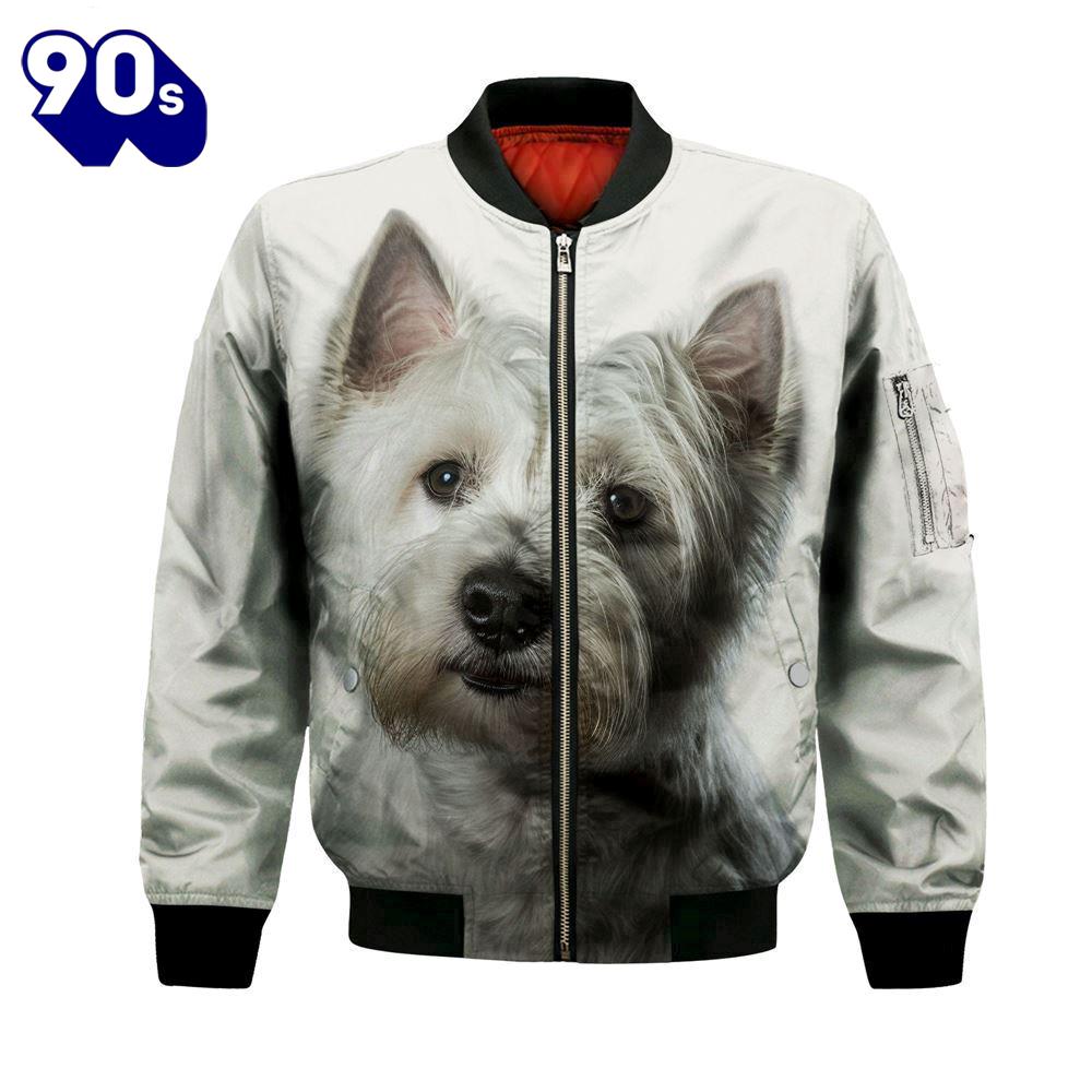 West Highland White Terrier AI - Unisex 3D Graphic Bomber Jacket West Highland White Terrier AI - Unisex 3D Graphic Bomber Jacket