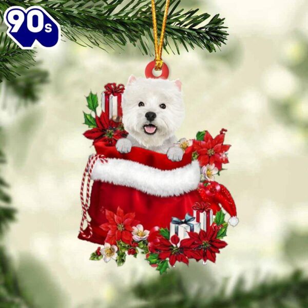 West Highland White Terrier In Gift Bag Christmas Ornament, Gift For Christmas