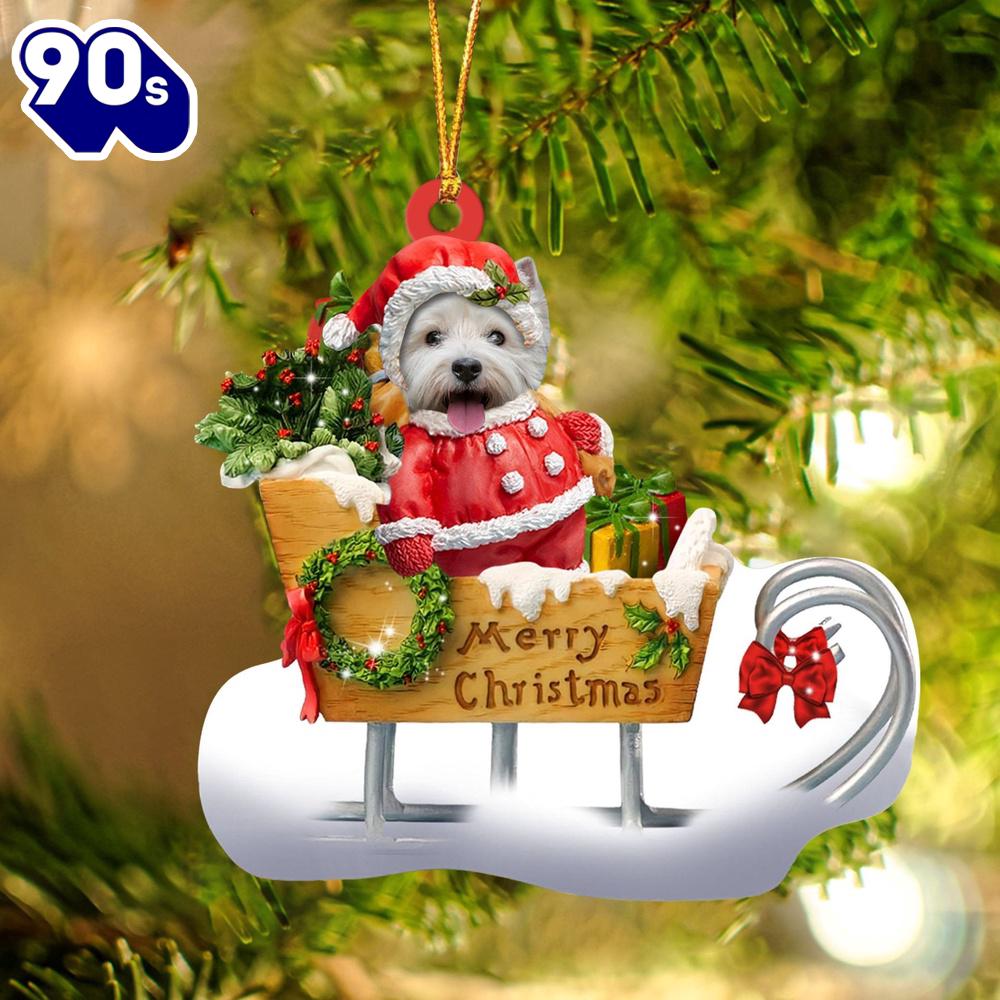 West Highland White Terrier Merry Christmas Ornament, Gift For Christmas West Highland White Terrier Merry Christmas Ornament, Gift For Christmas