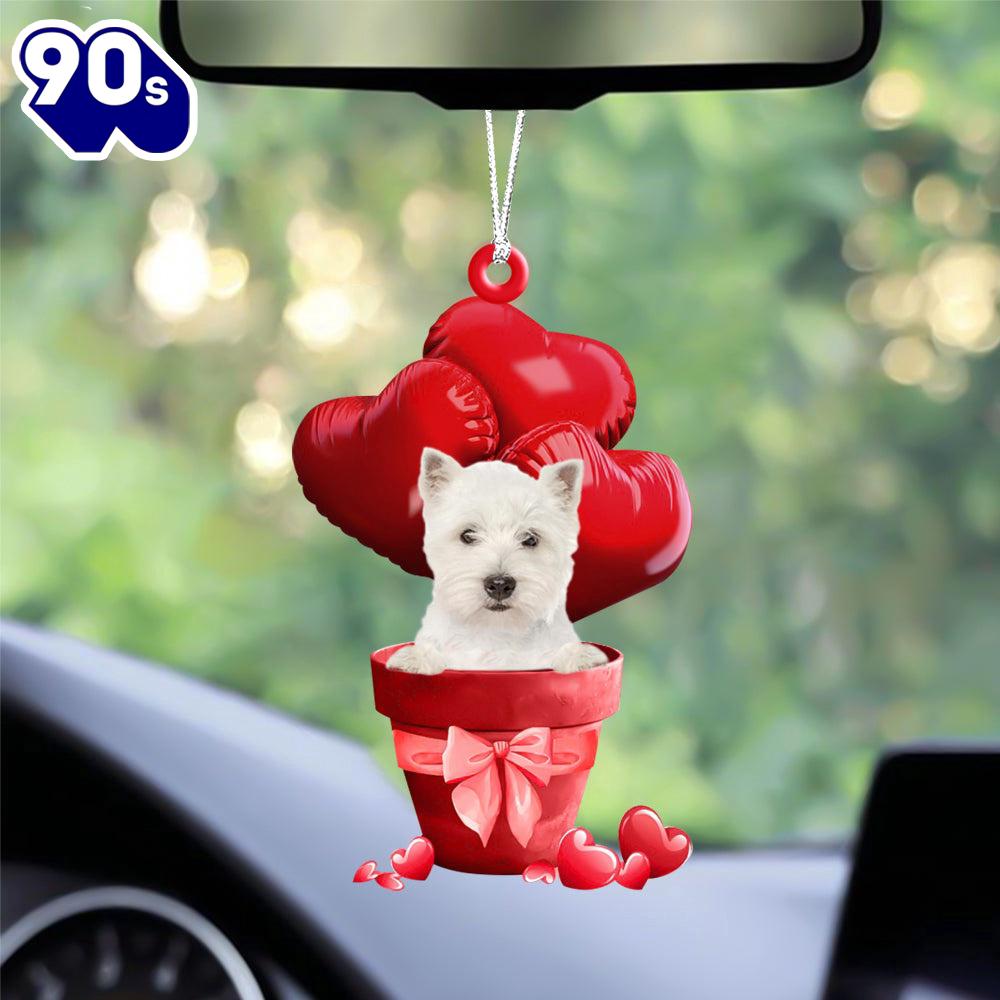 West Highland White Terrier Red Heart Balloon Ornament, Gift For Christmas West Highland White Terrier Red Heart Balloon Ornament, Gift For Christmas
