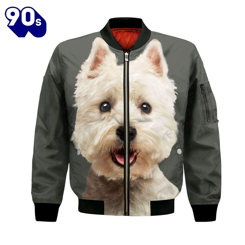 West Highland White Terrier - Unisex 3D Graphic Bomber Jacket West Highland White Terrier - Unisex 3D Graphic Bomber Jacket