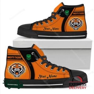 Wests Tigers NRL Personalized High Top Canvas Shoes