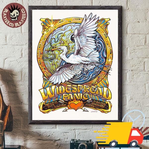 Widespread Panic St Augustine Merch 2025 Show Poster By AJ Masthay At St Augustine Amphitheatre Florida On March 21Canvas