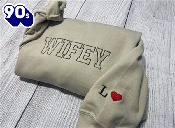 Wifey Embroidered Sweatshirt Gift Christmas