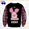 Winnie The Pooh Cartoon Piglet Aholic Gingham Hoodie All Over Printed 3D Personalized Custom Name Unisex Men Women