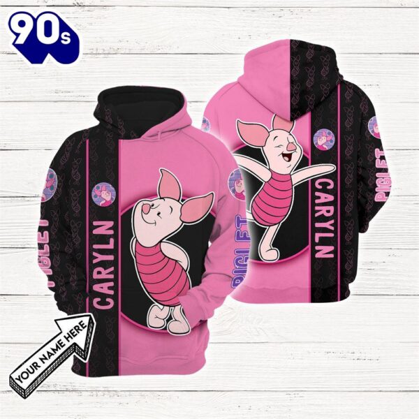 Winnie The Pooh Cartoon Piglet Hoodie All Over Printed 3D Personalized Custom Name Unisex Men Women