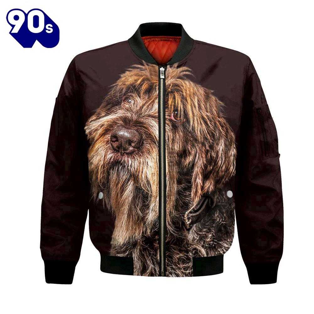 Wirehaired Pointing Griffon - Unisex 3D Graphic Bomber Jacket Wirehaired Pointing Griffon - Unisex 3D Graphic Bomber Jacket