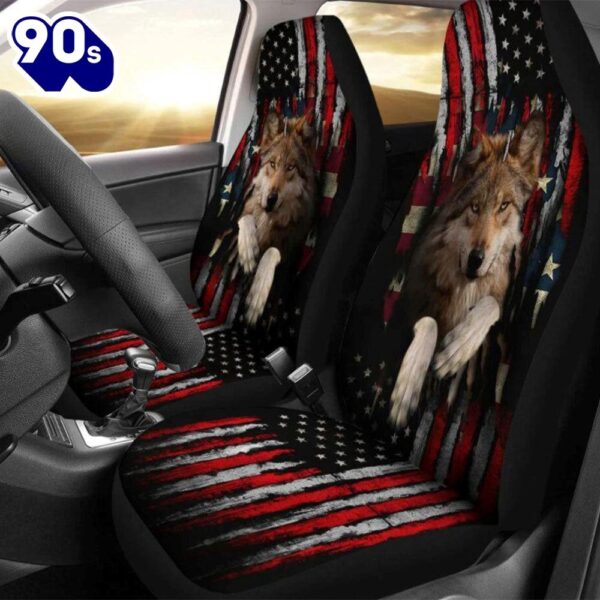 Wolf In Flag Car Seat Covers