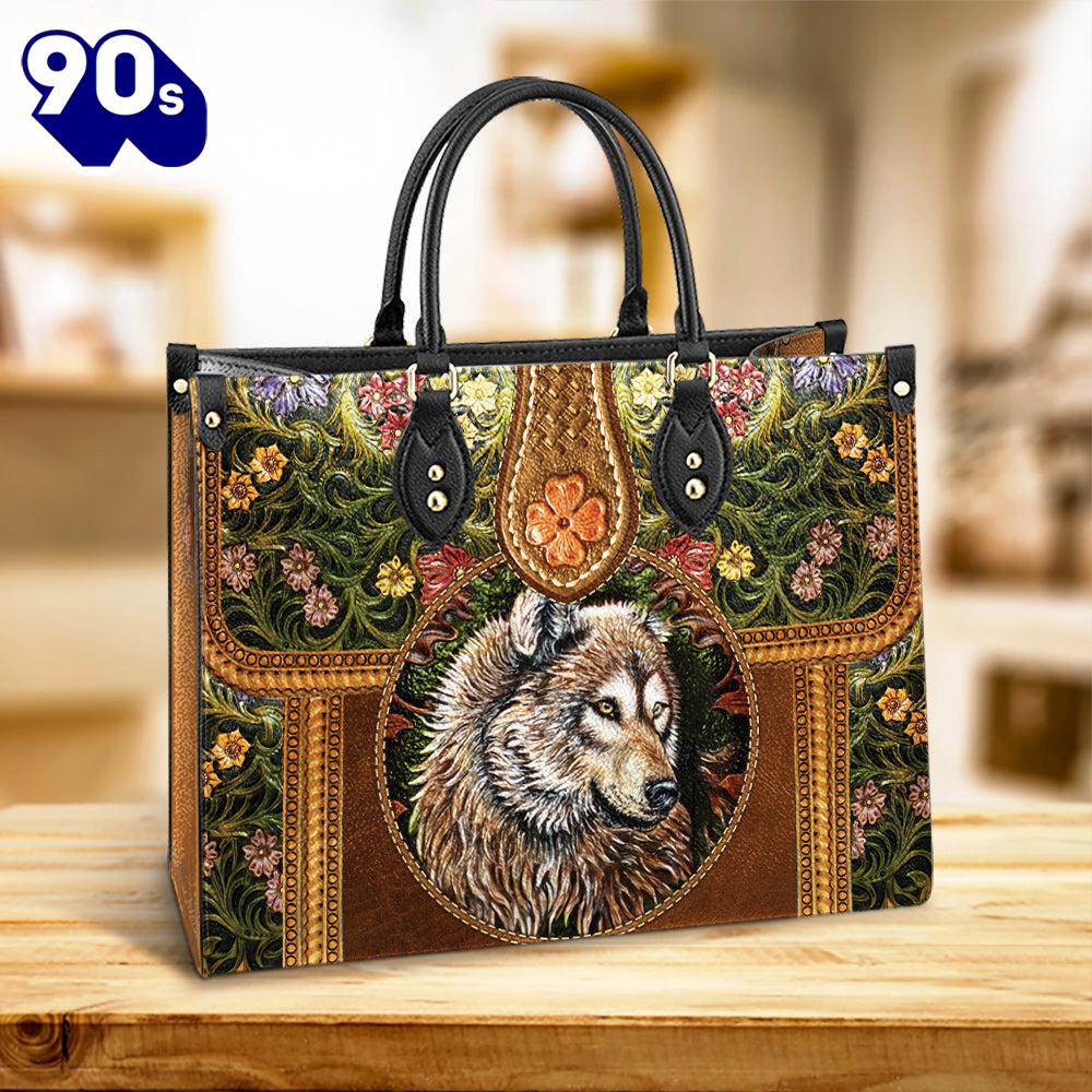 Wolf Leather Style Flower Leather Bag Gift For Wolf Lovers Christ Gifts Leather Bags Gift For Women Christmas Wolf Leather Style Flower Leather Bag Gift For Wolf Lovers Christ Gifts Leather Bags Gift For Women Christmas