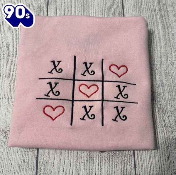 Xoxo Tic Tac Toe Valentines Embroidered Crewneck Gift Christmas