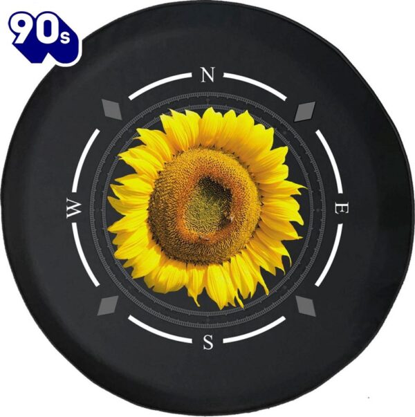 Yellow Sunflower Pretty Flower Compass Spare Tire Cover – Bible Verse Tire Cover Car Decor