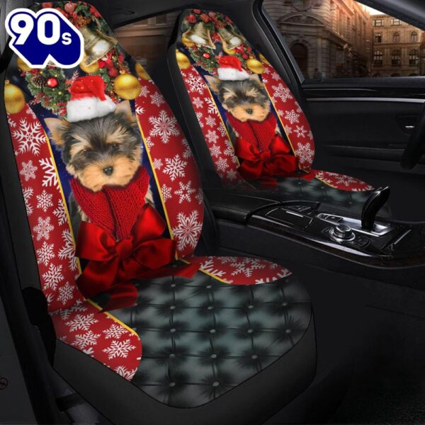 Yorkshire Terrier Puppy Santa Claus Premium Custom Car Premium Custom Car Seat Covers Decor Protectors Decor Protector