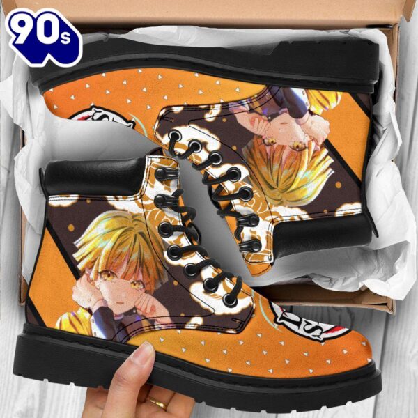 Zenitsu Leather Boots Shoes Demon Slayer Anime Custom