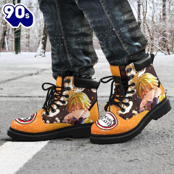 Zenitsu Leather Boots Shoes Demon Slayer Anime Custom