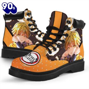 Zenitsu Leather Boots Shoes Demon Slayer Anime Custom