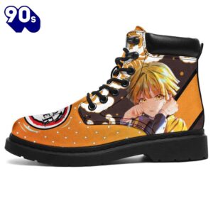 Zenitsu Leather Boots Shoes Demon Slayer Anime Custom