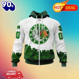 Zipper Hoodie Chicago Blackhawks, Happy St.Patrick Days Jersey