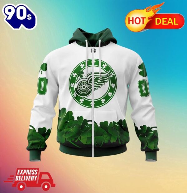 Zipper Hoodie Detroit Red Wings, Happy St.Patrick Days Jersey