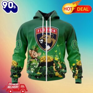 Zipper Hoodie NHL Florida Panthers St. Patrick's Day